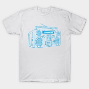 Boombox (Vivid Cerulean Lines) Analog / Music T-Shirt